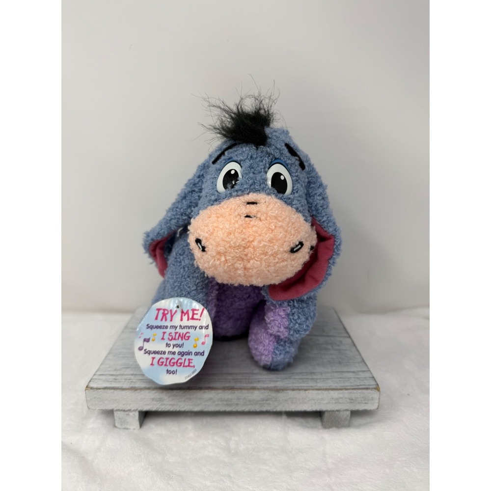 1999 Disney Winnie the Pooh Sing 'n Giggle EEYORE 10" Plush Toy by Mattel